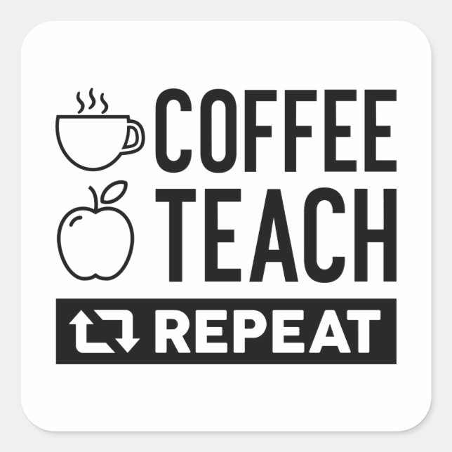 Sticker Carré Répétition de l'enseignement du café (Devant)