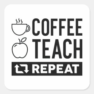 Sticker Carré Répétition de l'enseignement du café
