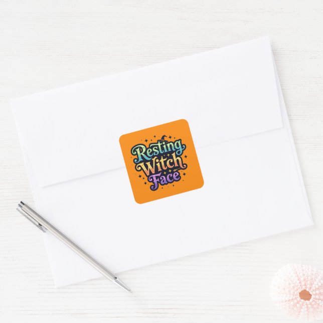 Sticker Carré Repose du visage de la sorcière (Enveloppe)