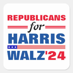 Sticker Carré Républicains pour Harris Walz Red Blue