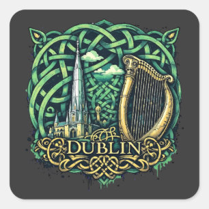 Sticker Carré République d'Irlande de Dublin