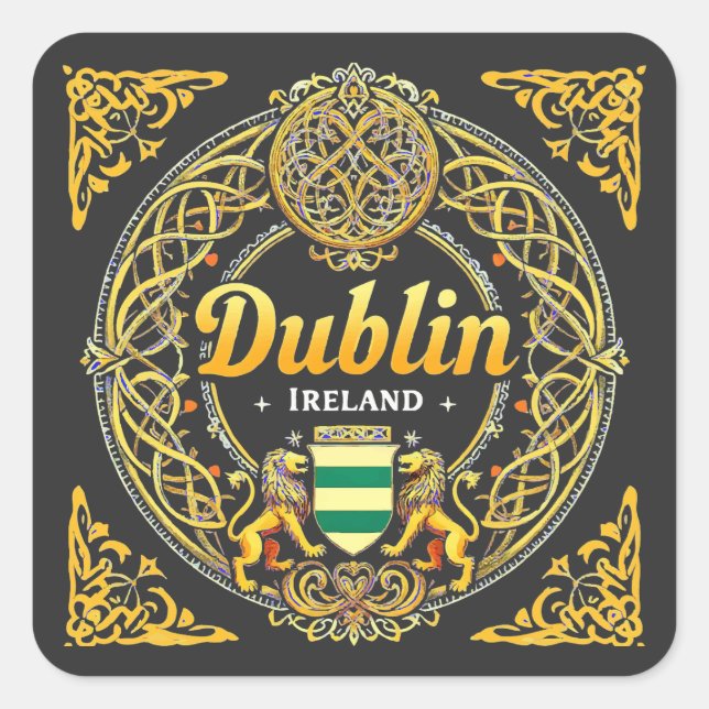 Sticker Carré République d'Irlande de Dublin (Devant)