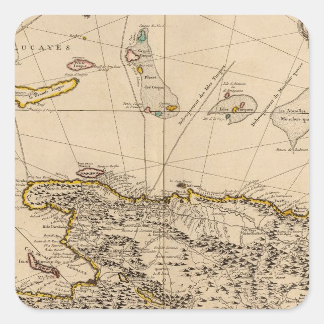 Sticker Carré République Dominicaine, Haïti, Antilles (Devant)