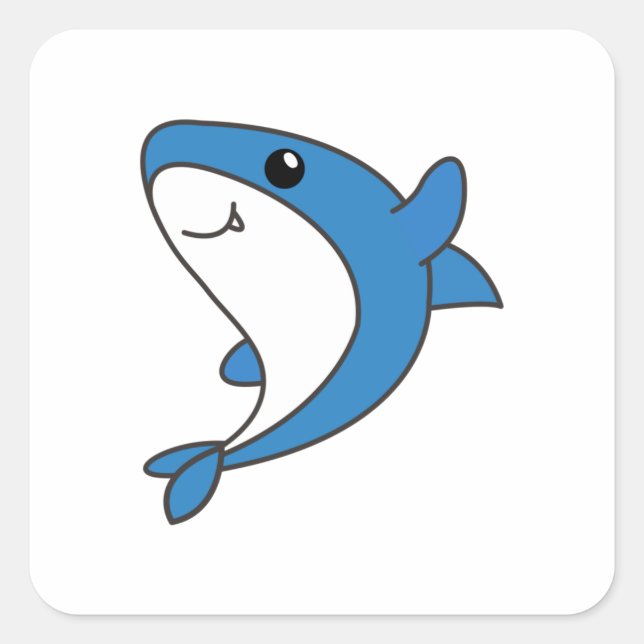 Sticker Carré Requin. Beaux Animaux Pour Les Enfants. Requins (Devant)
