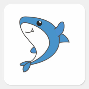 Sticker Carré Requin. Beaux Animaux Pour Les Enfants. Requins