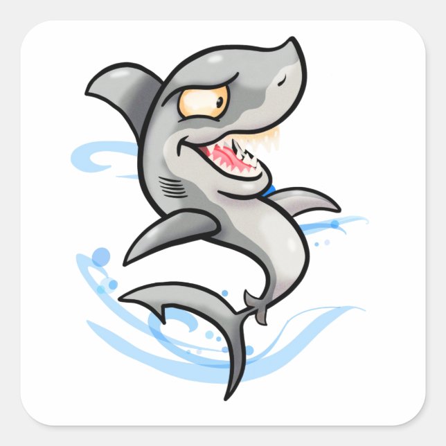 Sticker Carré Requin caricature cool (Devant)