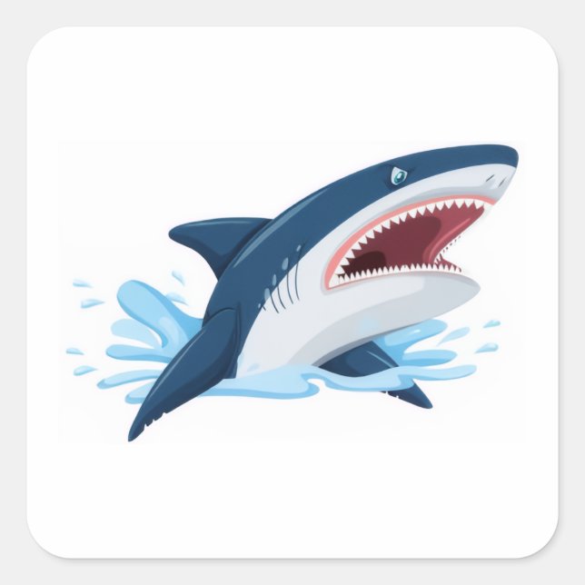 Sticker Carré requin de dessin animé (Devant)