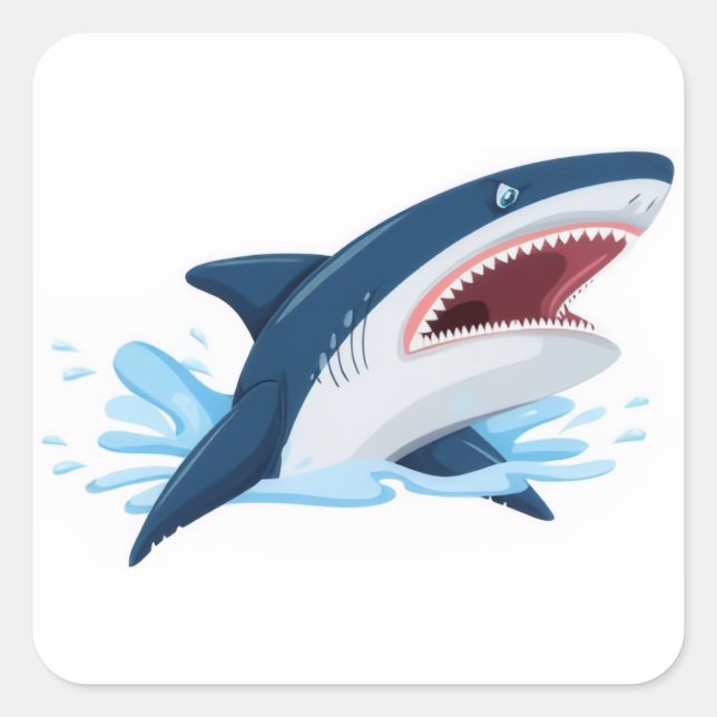 Sticker Carré requin de dessin animé (Devant)