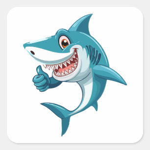 Sticker Carré Requin mignon