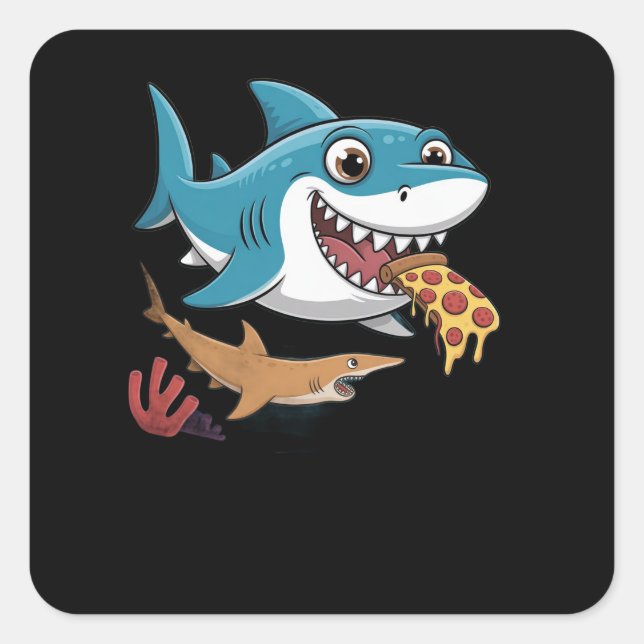 Sticker Carré Requin-pizza (Devant)