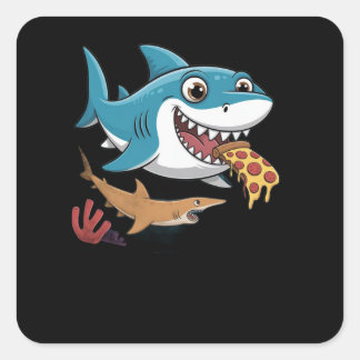 Sticker Carré Requin-pizza