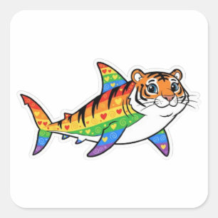 STICKER CARRÉ REQUIN TIGRE
