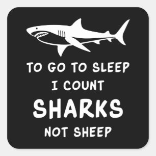 Sticker Carré Requins Poisson fin mer océan mer drôle Idée cadea