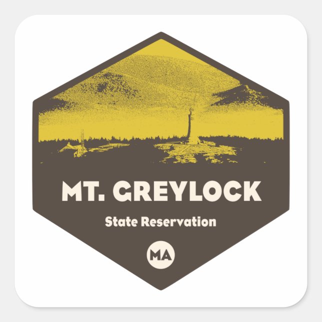 Sticker Carré Réserve d'état du Mont Greylock Massachusetts (Devant)