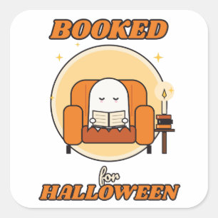 Sticker Carré Réservé pour Halloween : lecture de fantôme