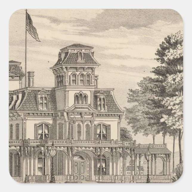 Sticker Carré Résidence de Genl HH Baxter à Rutland Vermont (Devant)