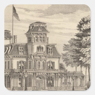 Sticker Carré Résidence de Genl HH Baxter dans Rutland Vermont