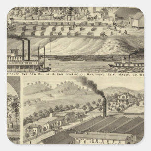 Sticker Carré Résidence et scierie de Susan Harpold