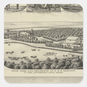 Sticker Carré Résidences et fermes de Bartlett et Roberts, Kansa