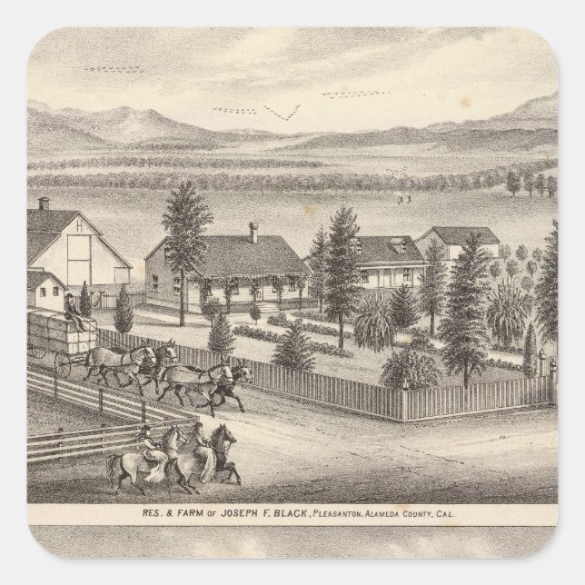 Sticker Carré Résidences noires, Neal, propriétés (Devant)