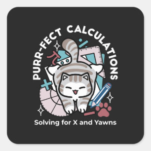 Sticker Carré Résoudre X et les bâillements – Pun mathématique a