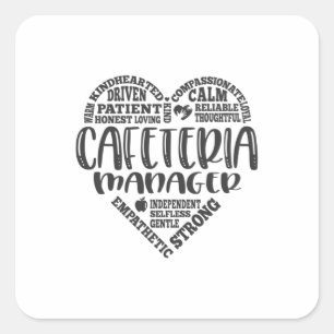 Sticker Carré Responsable de cafétéria, dame du déjeuner, ouv