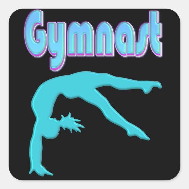 Sticker Carré Ressort de gymnastique Départ Turquoise (Devant)