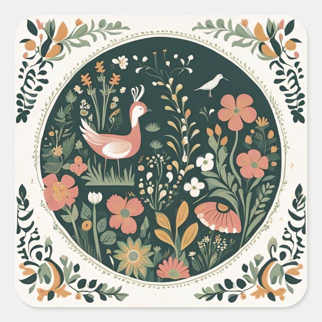 Sticker Carré Ressort folklorique (Devant)