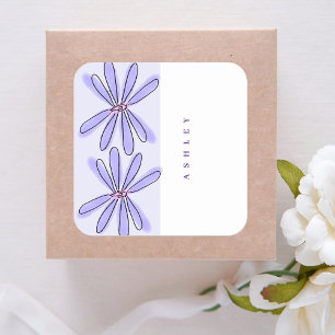 Sticker Carré Ressorts floraux lavande pourpre