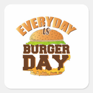 Sticker Carré Restauration rapide Burger Fromage Drôle Manger Fo