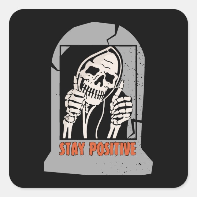 STICKER CARRÉ RESTE POSITIVE SKELETON (Devant)