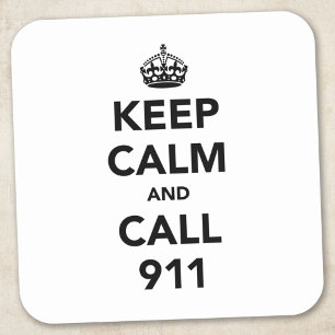 Sticker Carré Restez calme et appelez le 911