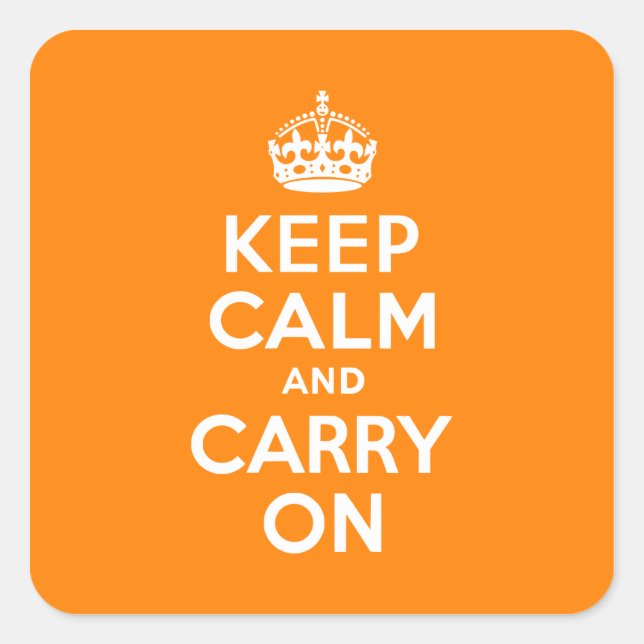 Sticker Carré Restez calme et continuez sur Orange (Devant)