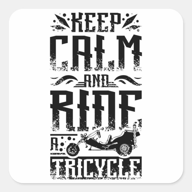 Sticker Carré Restez calme et montez à vélo (Devant)
