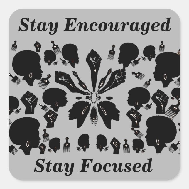 Sticker Carré Restez Concentré, Stayu Encouragé_ (Devant)