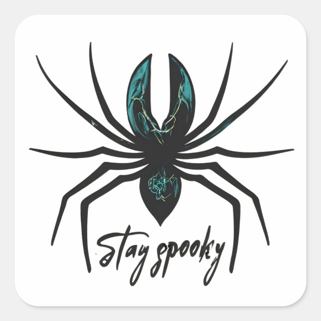 Sticker Carré Restez Éffrayant Halloween Spider (Devant)