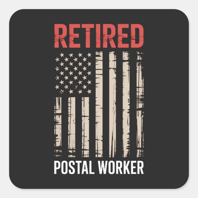 Sticker Carré Retired Postal Worker Retirement (Devant)