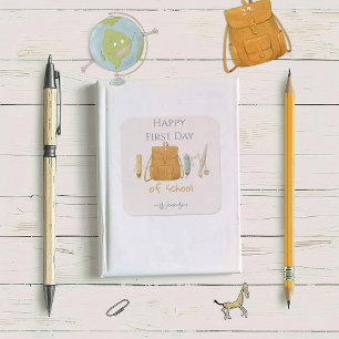 Sticker Carré Retour à l'école amis