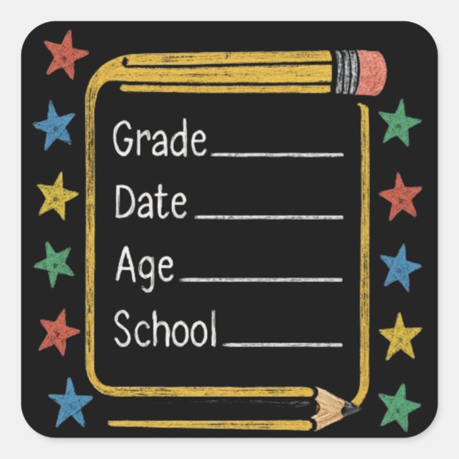 Sticker Carré Retour à l'école  | Premier jour d'école (Devant)