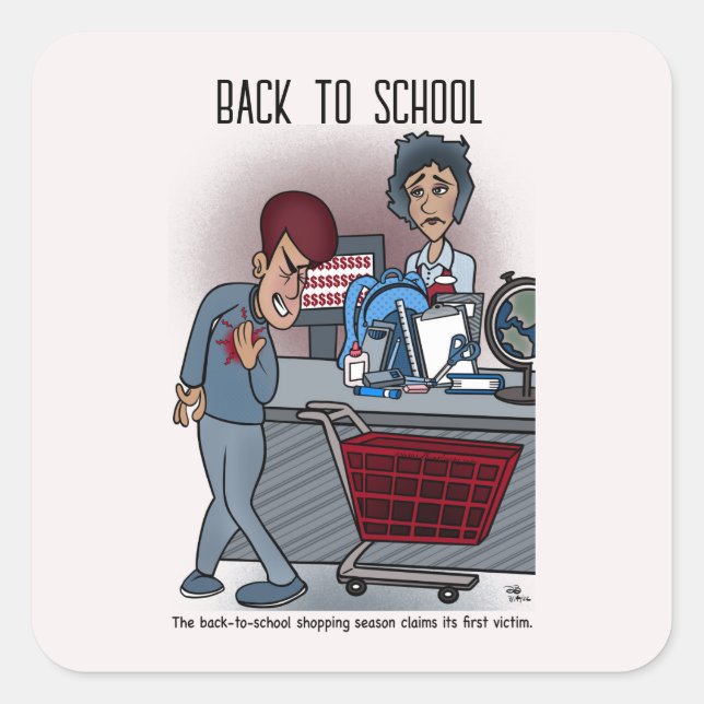 Sticker Carré Retour À L'École Shopping (Devant)