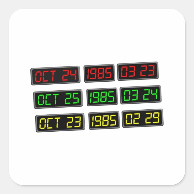 Sticker Carré Retour aux années 80 par Time Travel Machine (Devant)