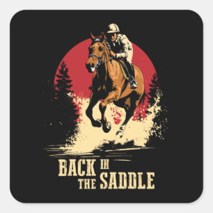 Sticker Carré Retour Dans La Selle - Course À Cheval