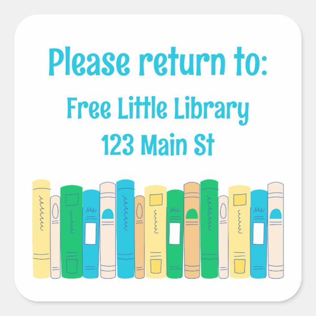 Sticker Carré Retourner ce livre à la librairie de quartier stic (Devant)