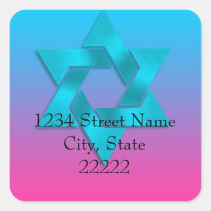 Sticker Carré Retourner l'adresse Turquoise à Pink Ombre avec ét