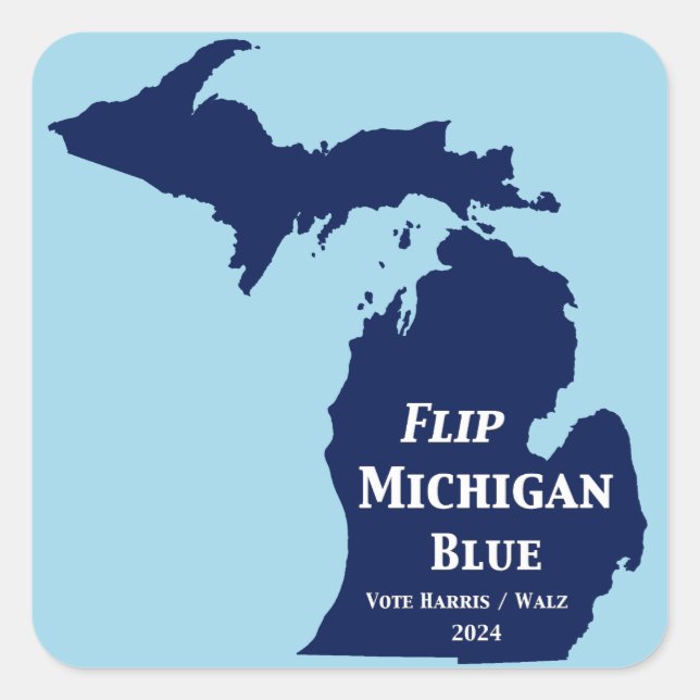 Sticker Carré Retourner Michigan Blue en 2024 (Devant)