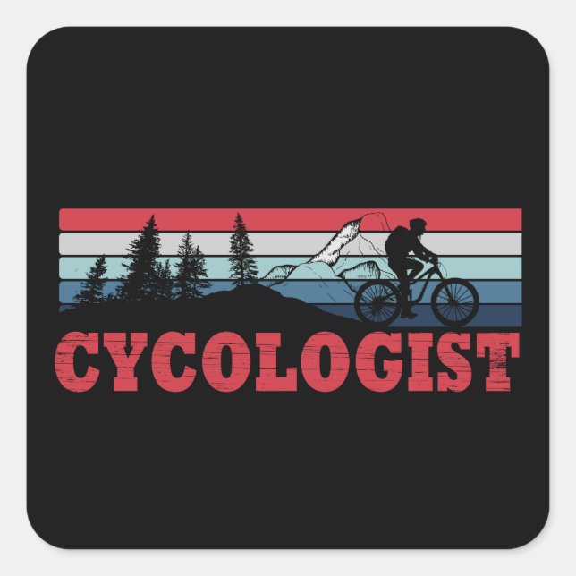 Sticker Carré Retraite de cyclisme drôle - Cycologue  (Devant)