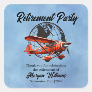 Sticker Carré Retraite Globe Travel Plane Plane Places