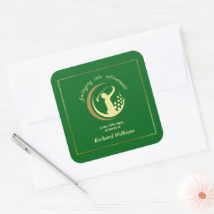 Sticker Carré Retraite Golf Party Classic Green Golden Player