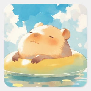 Sticker Carré Retraite paisible du capybara