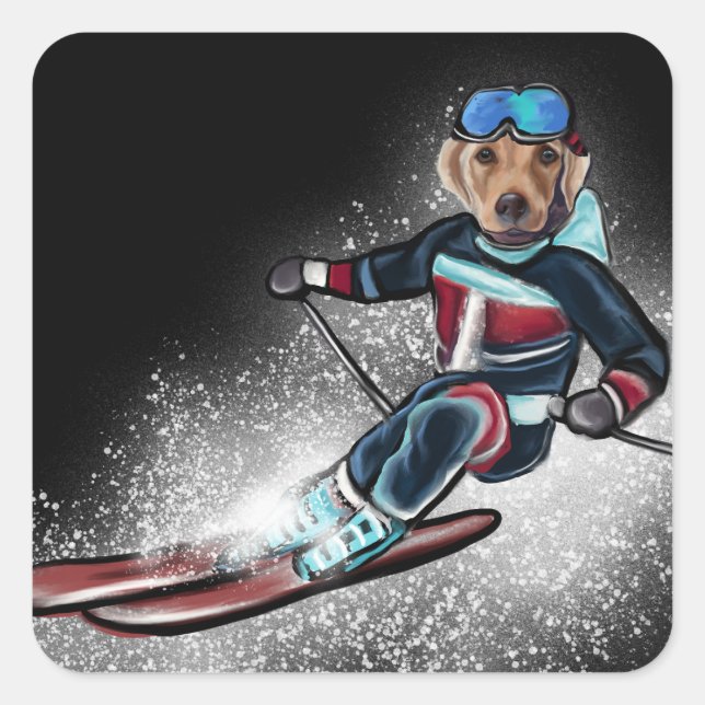 STICKER CARRÉ RÉTRIEVER DU LABRADOR  (Devant)